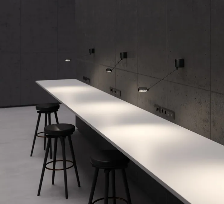 Applique murale, Daphine Parete 35 Led, Noir soft touch, LED, 2700K, 410 lm, L35cm, H8cm - Lumina