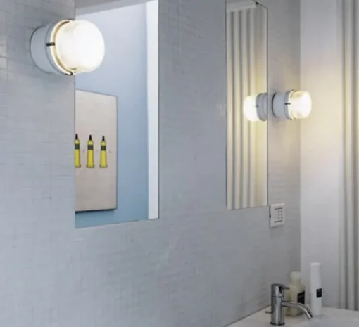 Applique murale de salle de bain, Fresnel, blanc, LED,IP44, 3000K, 550lm, Ø12cm, H10cm - Oluce