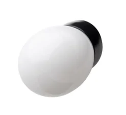 Applique murale de salle de bain, Pure Porcelaine Glass 030, noir, Ø10cm, H5.5cm, IP54 - Zangra