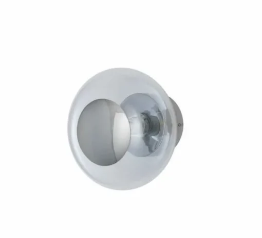 Applique murale de salle de bain, Horizon, Transparent, argent, IP44,Ø21cm, H16,5cm - Ebb and Flow