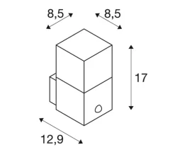 Applique murale d'extérieur, Grafit E27 Square Sensor, anthracite, IP44, L12cm, H17cm - SLV