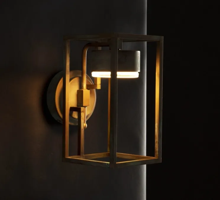 Applique murale d'extérieur, Cubic 3372, cuivre, IP65, LED, 3000K, 1600 lm, L15cm, H27cm - Moretti Luce