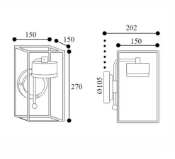 Applique murale d'extérieur, Cubic 3372, cuivre, IP65, LED, 3000K, 1600 lm, L15cm, H27cm - Moretti Luce