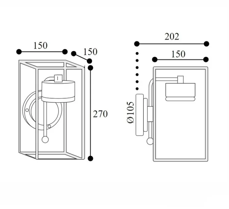 Applique murale d'extérieur, Cubic 3372, cuivre, IP65, LED, 3000K, 1600 lm, L15cm, H27cm - Moretti Luce