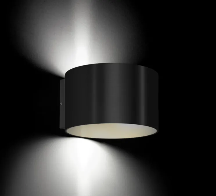 Applique murale d'extérieur, Ray 2.0, noir, IP65,LED, 2700K, 2x 200lm, Ø15cm, H10cm - Wever & Ducré