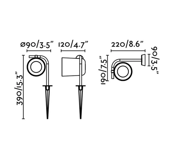 Applique murale d'extérieur, borne, Flow, noir, Ø9cm, H60cm, IP65 - Faro