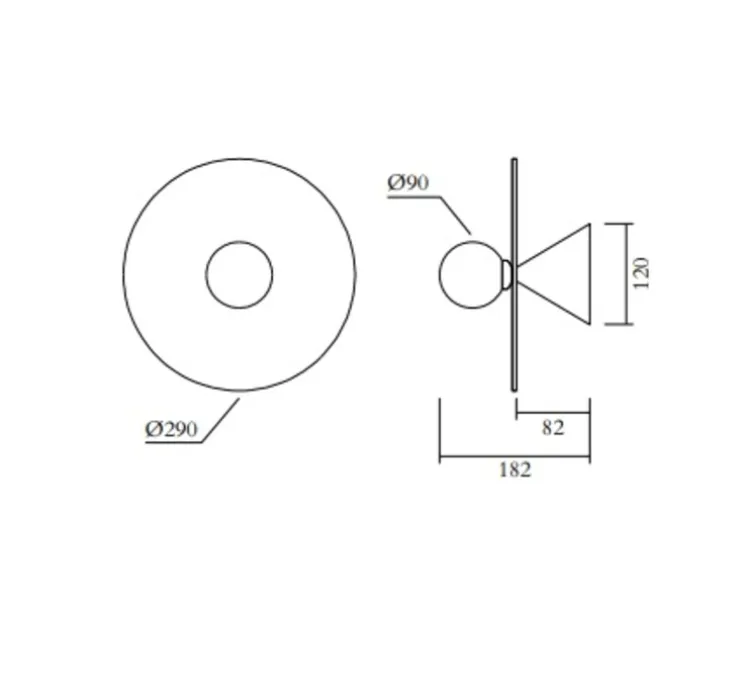 Applique murale, Disc and Sphere Glass 514, bordeaux, Ø29cm, H18,2cm - Atelier Areti