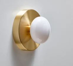 Applique murale, Dot 1x, Blanc et laiton brossé, Ø15cm, H10cm - SkLO Studio