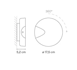 Applique murale, Dots 4660, chêne blanc, LED, 2700K, 500lm, Ø17,5cm, H5,2cm - Vibia