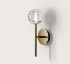 Applique murale, Doul A1310, or antique et transparent, IP44, L10cm, P8,5cm-Aromas del Campo