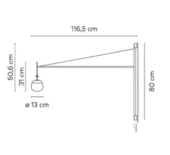 Applique murale déportée et encastrable, Tempo 5759, beige, dim, LED, 2700K, 440 lm, L116,5cm, H80cm - Vibia