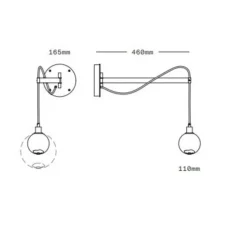 Applique murale, Drape Arm 1, Bleu, Laiton brossé, Ø11cm, H46cm - Sklo Studio