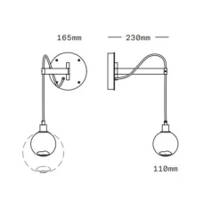 Applique murale, Drape Arm 1, Blanc, Noir oxydé, Ø11cm, H23cm - Sklo Studio