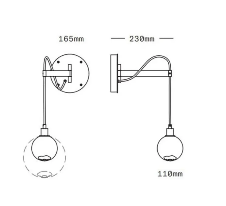 Applique murale, Drape Arm 1, Blanc, Noir oxydé, Ø11cm, H23cm - Sklo Studio