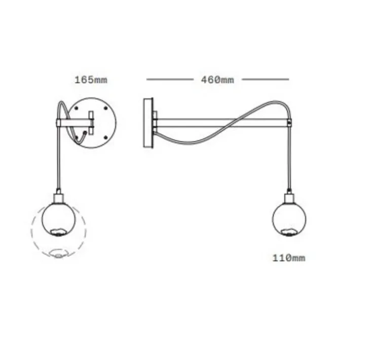 Applique murale, Drape Arm 1, Blanc, Laiton brossé, Ø11cm, H46cm - Sklo Studio
