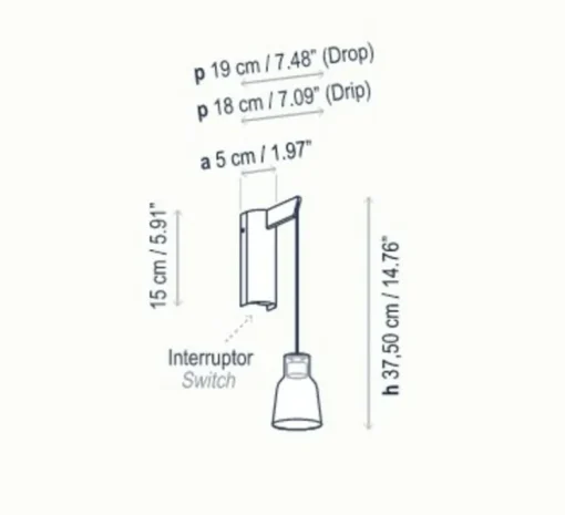 Applique murale, Drip A/01, verre bleu, LED, 2700K, 345 lm, L8,5cm, H37,5cm - Bover