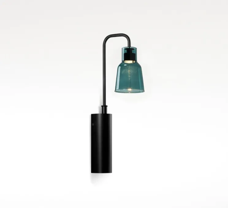Applique murale, Drip A/02, verre bleu, LED, 2700K, 345 lm, L8,5cm, H35,5cm - Bover