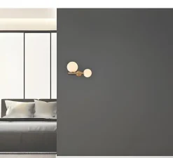 Applique murale, E14 design, laiton, verre opalin, L23cm, H20cm - Zambelis