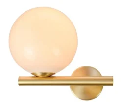 Applique murale, E14 design, laiton, verre opalin, L23cm, H20cm - Zambelis