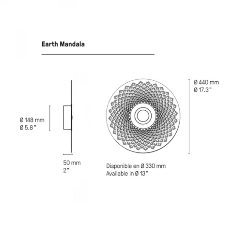 Applique murale, Earth Mandala XS, laiton satiné, graphite satiné, LED, Ø33cm, Hcm - CVL