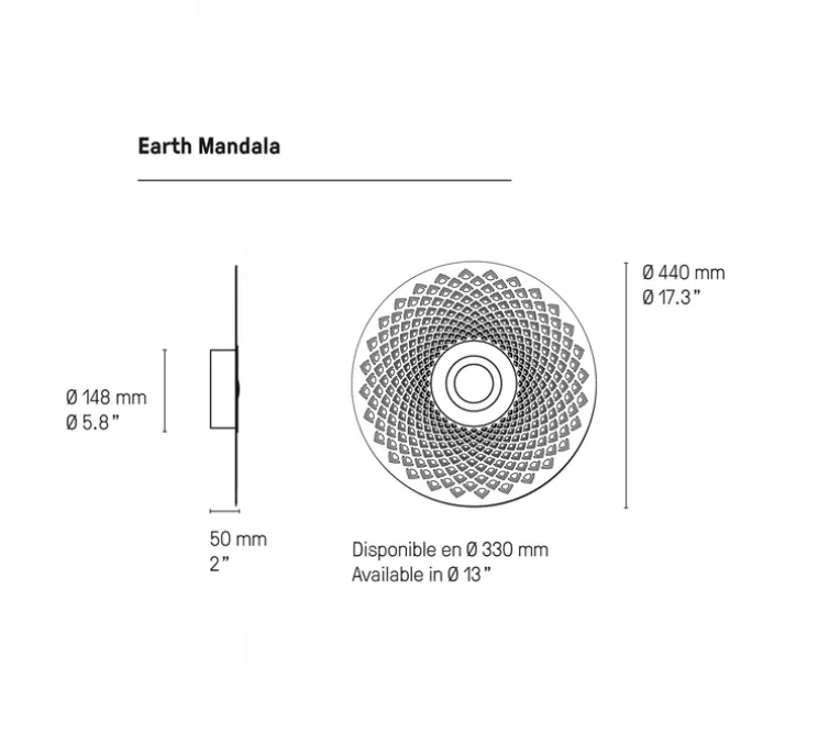 Applique murale, Earth Mandala XS, laiton satiné, graphite satiné, LED, Ø33cm, Hcm - CVL