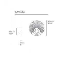 Applique murale, Earth Radian, graphite satiné, laiton satiné, LED, 2700K, 1080 lm, L35cm, H35cm - CVL