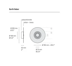 Applique murale, Earth Sober 330, graphite satiné, laiton satiné, LED, Ø33cm, Hcm - CVL