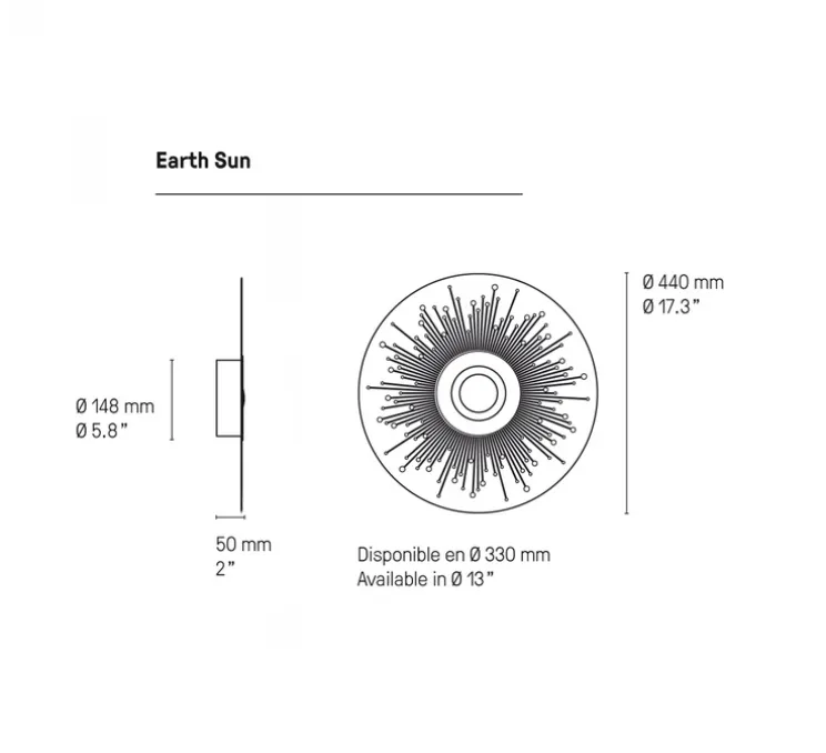 Applique murale, Earth Sun 330, cuivre satiné, graphite satiné, LED, 2700k, 1030 lm, Ø33cm, P5cm - CVL
