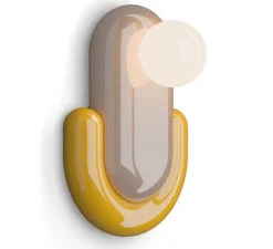 Applique murale, Eclair, gris sable et jaune, L25cm, H35cm - Ferroluce
