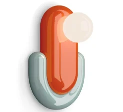 Applique murale, Eclair, orange et bleu azur, L25cm, H35cm - Ferroluce