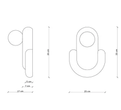 Applique murale, Eclair, orange et bleu azur, L25cm, H35cm - Ferroluce