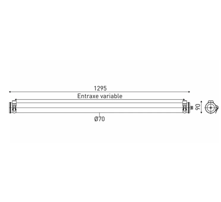 Applique murale, Elgar 70, argent, IP68, dim, LED, 3000K, 1400 lm, Ø7cm, H129,5cm - Sammode