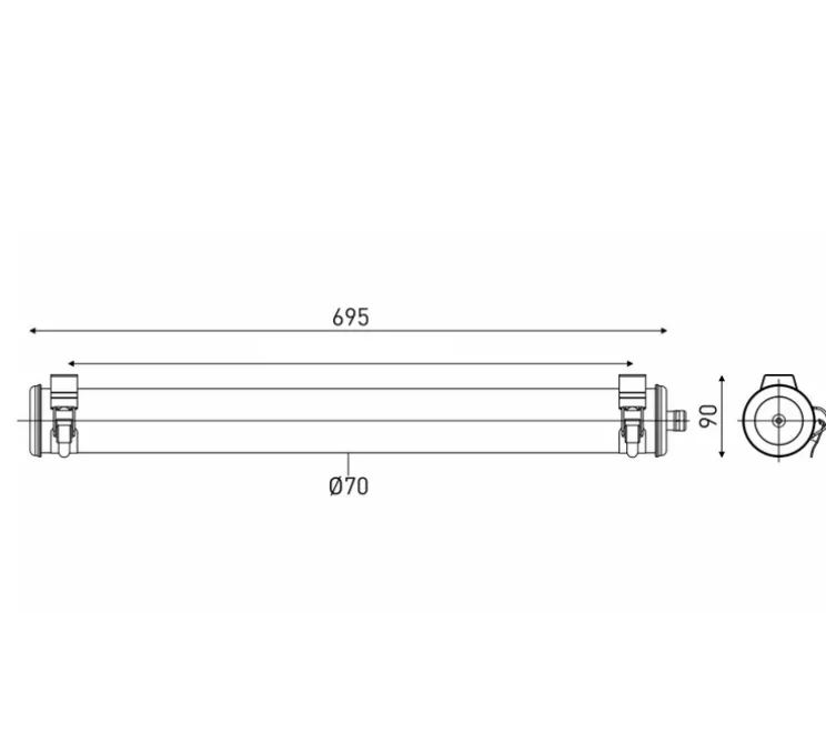 Applique murale, Elgar 70, argent, IP68, LED, dim, 2700K, 550 lm, Ø7cm, H69,5cm - Sammode