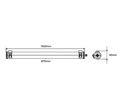 Applique murale, Elgar 1000, charbon laiton, IP68, LED, 2700K, 1000lm, L100cm, H9cm - Sammode
