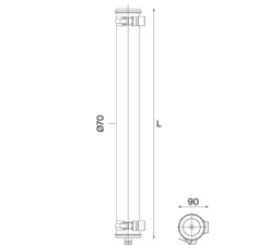 Applique murale, Elgar 45, cuivre, inox, IP68, LED, 2700K, 430 lm, L7cm, H43cm - Sammode