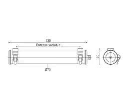Applique murale, Elgar Push, coal et or, IP67, LED, dim, 2700K, 275 lm, L70cm, H7cm - Sammode