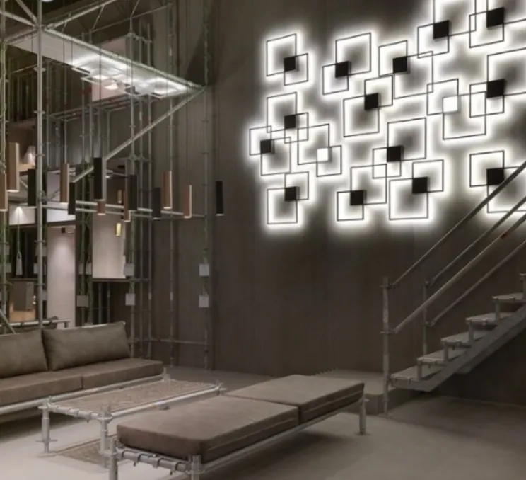 Applique murale et plafonnier, Venn 2.0, noir, carré blanc,led, 2700K, L72,4cm, P72,4cm - Wever&Ducré