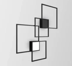 Applique murale et plafonnier, Venn 2.0, noir, carré blanc,led, 2700K, L72,4cm, P72,4cm - Wever&Ducré