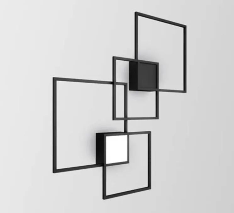 Applique murale et plafonnier, Venn 2.0, noir, carré blanc,led, 2700K, L72,4cm, P72,4cm - Wever&Ducré