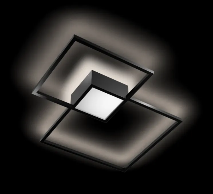 Applique murale et plafonnier, Venn 2.0, noir, carré blanc,led, 2700K, L72,4cm, P72,4cm - Wever&Ducré