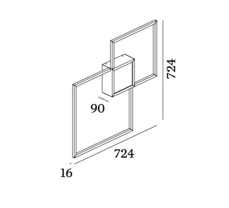 Applique murale et plafonnier, Venn 2.0, noir, carré blanc,led, 2700K, L72,4cm, P72,4cm - Wever&Ducré