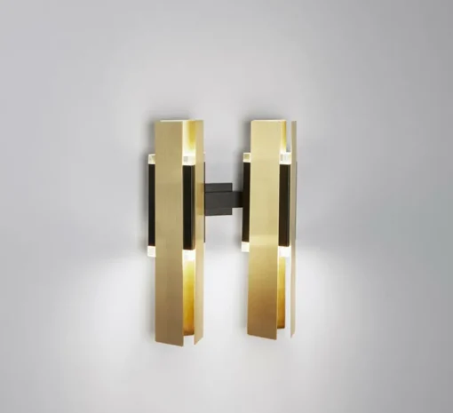 Applique murale, Excalibur Double 559.42, noir, laiton, IP40, LED, dim, 2700K, 2400 lm, L32cm, H45cm - Tooy