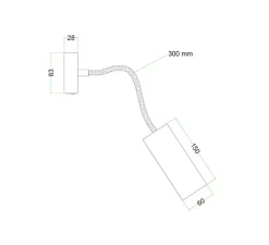 Applique murale, Fermaluce Flex, Tub-E14, titane satiné, L8,3cm, H8,3cm - Creative Cables