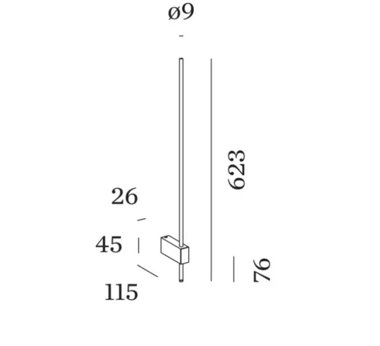 Applique murale, Finlin 1.0, noir et champagne, LED, dim, 2700K, 450 lm, L2,6cm, H62,3cm - Wever&Ducré