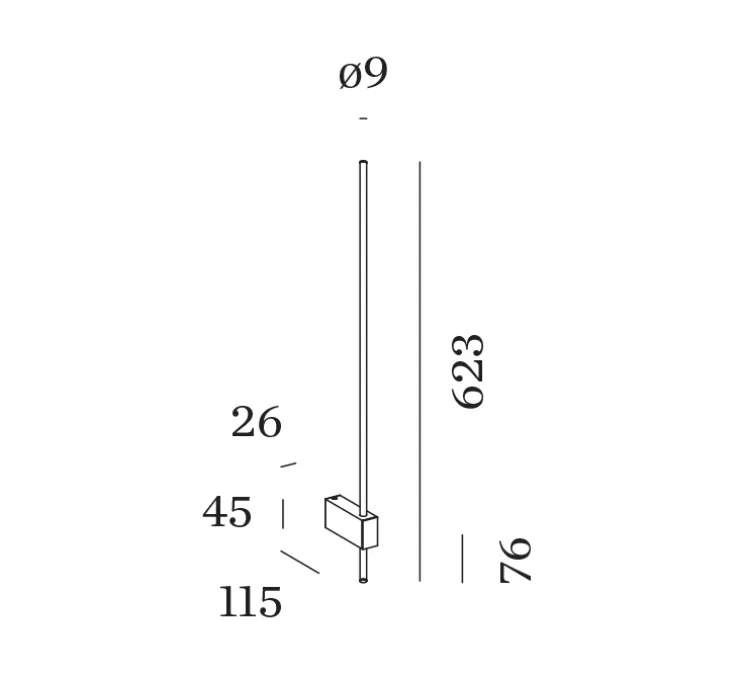 Applique murale, Finlin 1.0, noir, LED, 3000K, 380lm, L2,6cm, H62,3cm - Wever&Ducré