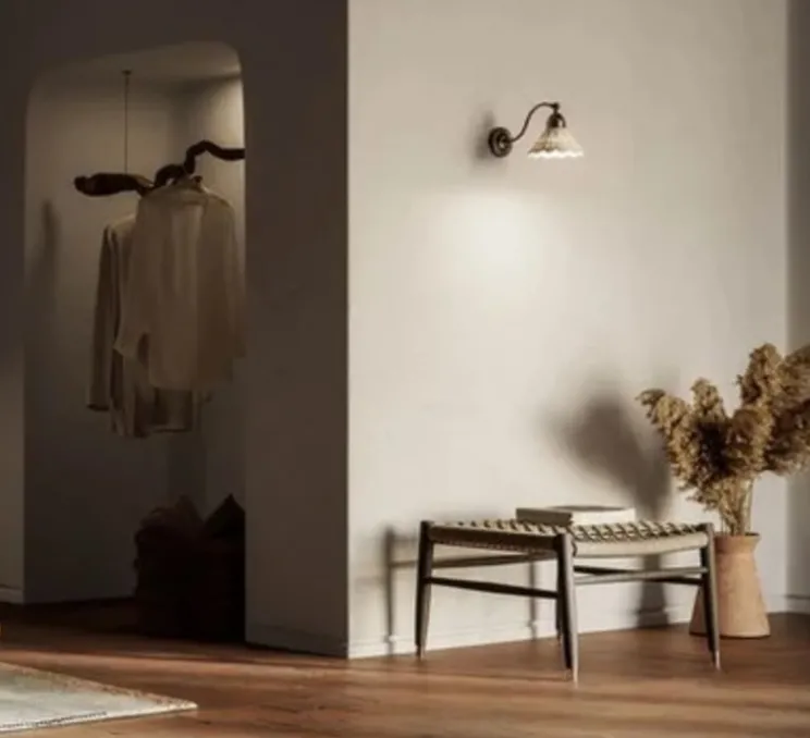 Applique murale, Fior Di Pizzo 17, laiton vieilli, porcelaine blanche, L18,5cm, H15,5cm - Il Fanale