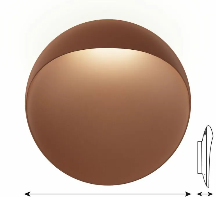 Applique murale, Flindt, corten, LED, dim, 2700K, 680 lm, L40cm, P40cm - Louis Poulsen