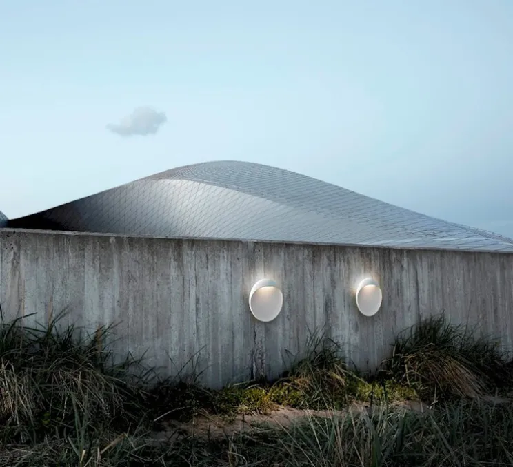 Applique murale, Flindt, gris, LED, IP65, 407lm, 2700k, Ø20cm, H20cm - Louis Poulsen