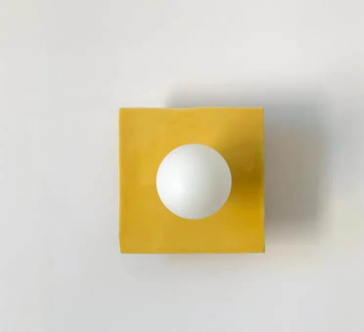 Applique murale, Globe Tile, jaune, L20cm, H20cm - Carré Coco