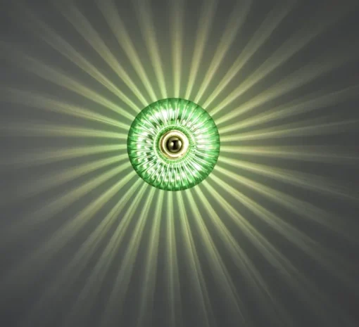 Applique murale, GRACE, vert émeraude avec collerette dorée, 2700K, 700lm, Ø28cm, H14cm - Elements Lighting